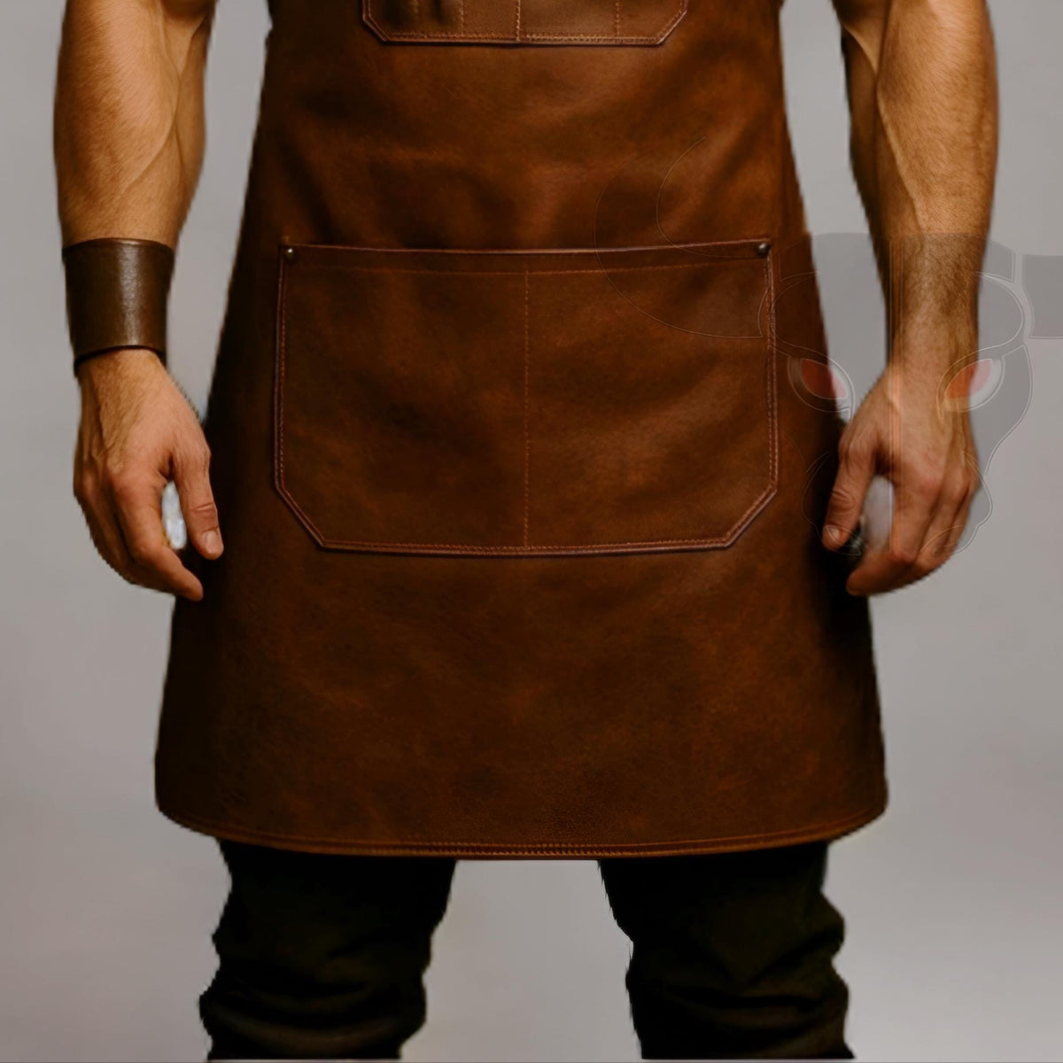 Handmade Brown Leather Apron Adjustable Heavy Duty Tool Apron for Chef Barista Workshop Durable