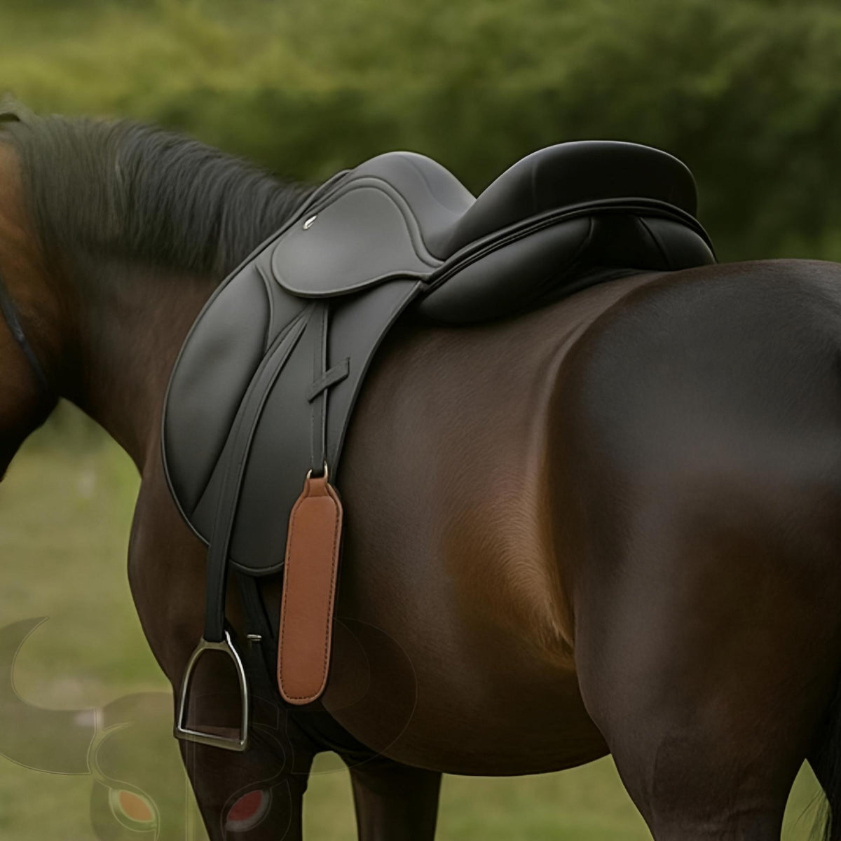 Black English All Purpose Horse Saddle Comfortable Durable Equestrian Riding Tack with Stirrups