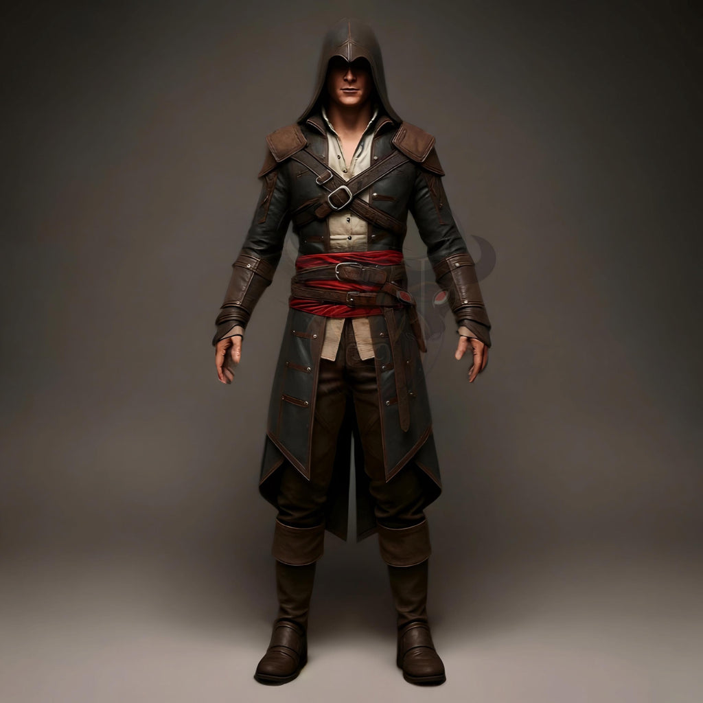 Assassin’s Creed Cosplay Costume | Hooded Leather Coat | Medieval Renaissance Tunic | LARP Outfit