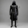 Men's Dark Knight Hooded Leather Armor Outfit for Cosplay, Costume, Medieval Fantasy