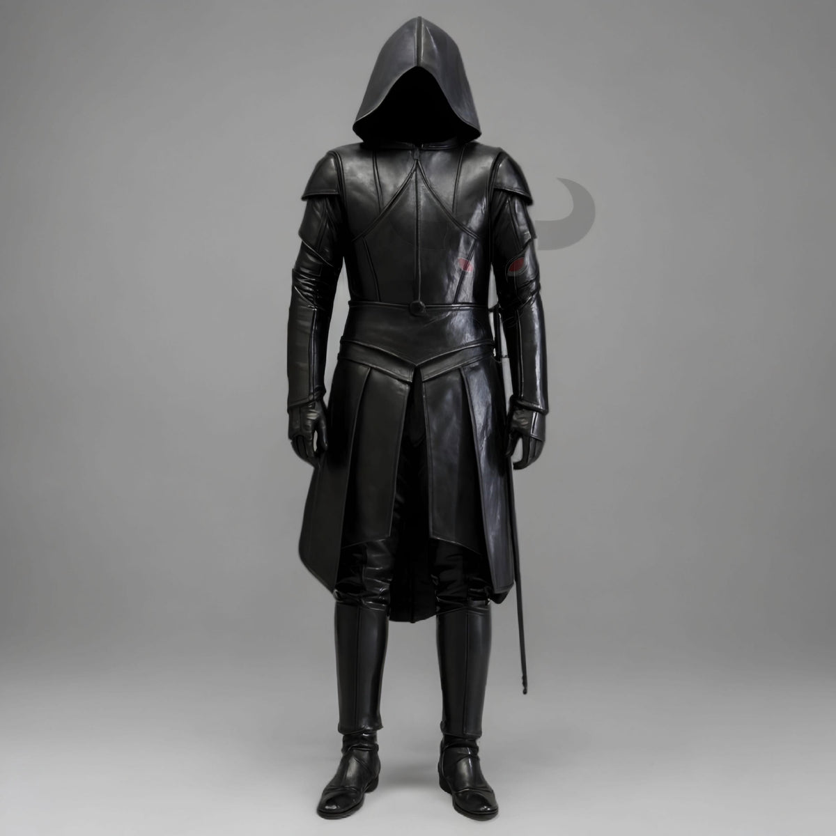 Men's Dark Knight Hooded Leather Armor Outfit for Cosplay, Costume, Medieval Fantasy