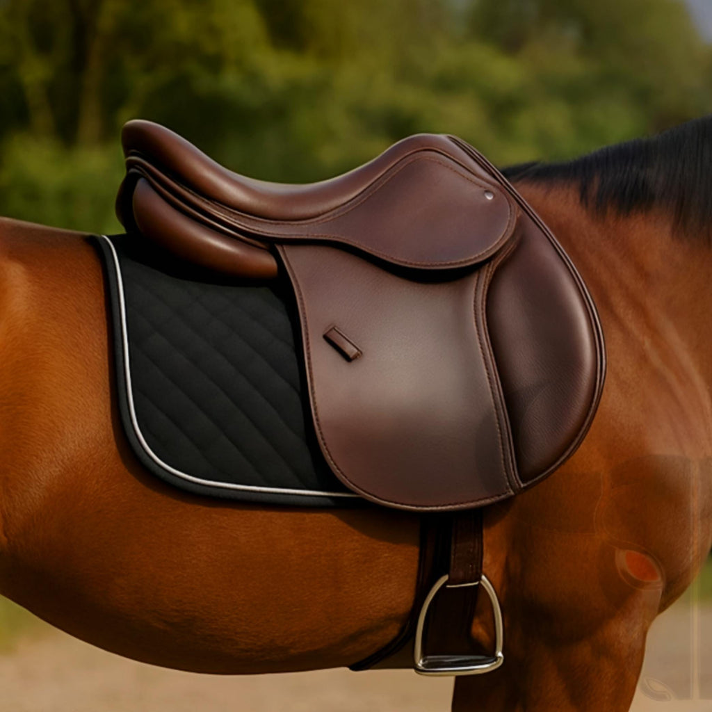 Brown Leather English Riding Saddle Horse Equestrian Close Contact Jumping Saddle Comfortable