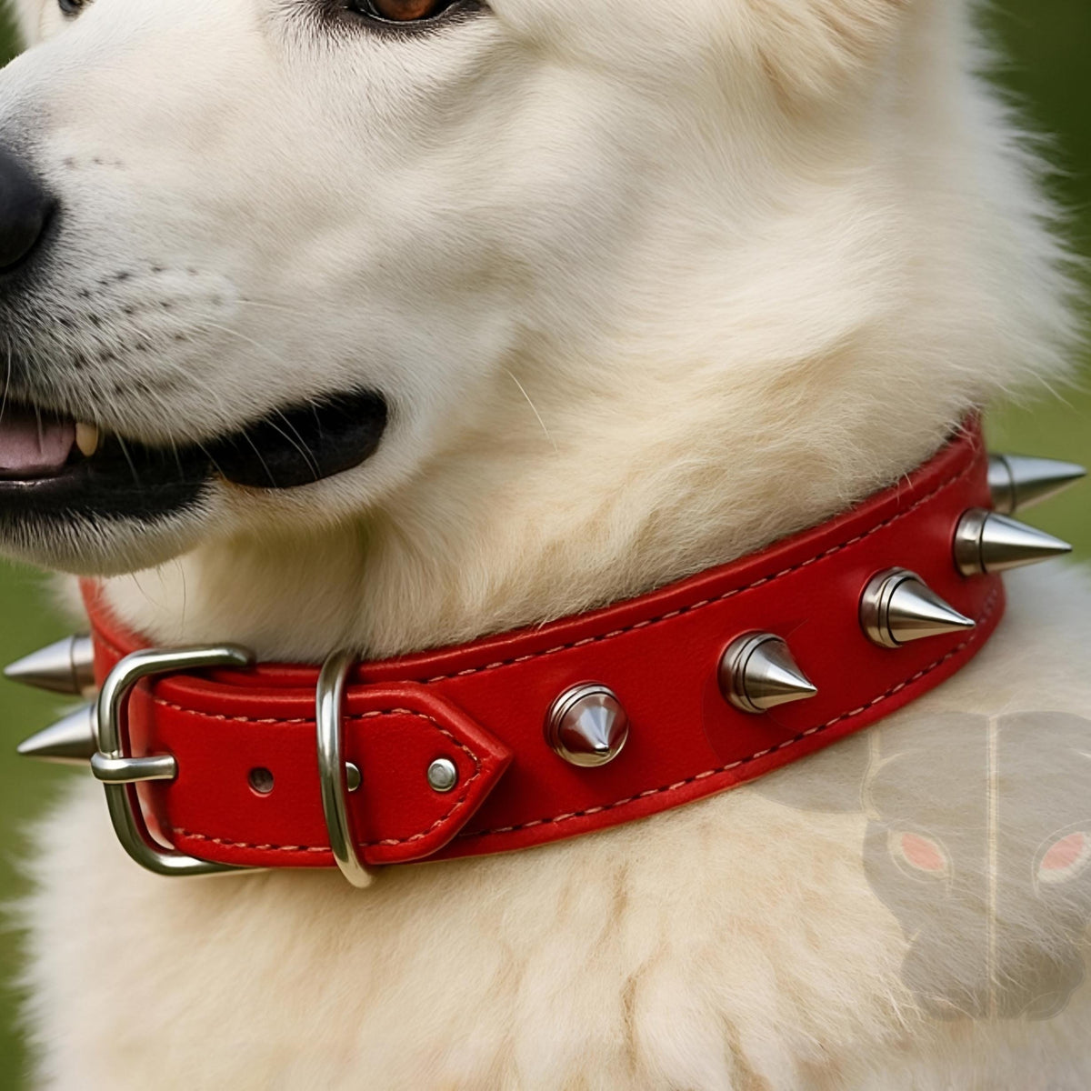 Spiked Red Leather Dog Collar for Large Breeds Adjustable Punk Pet Accessory Style Gift