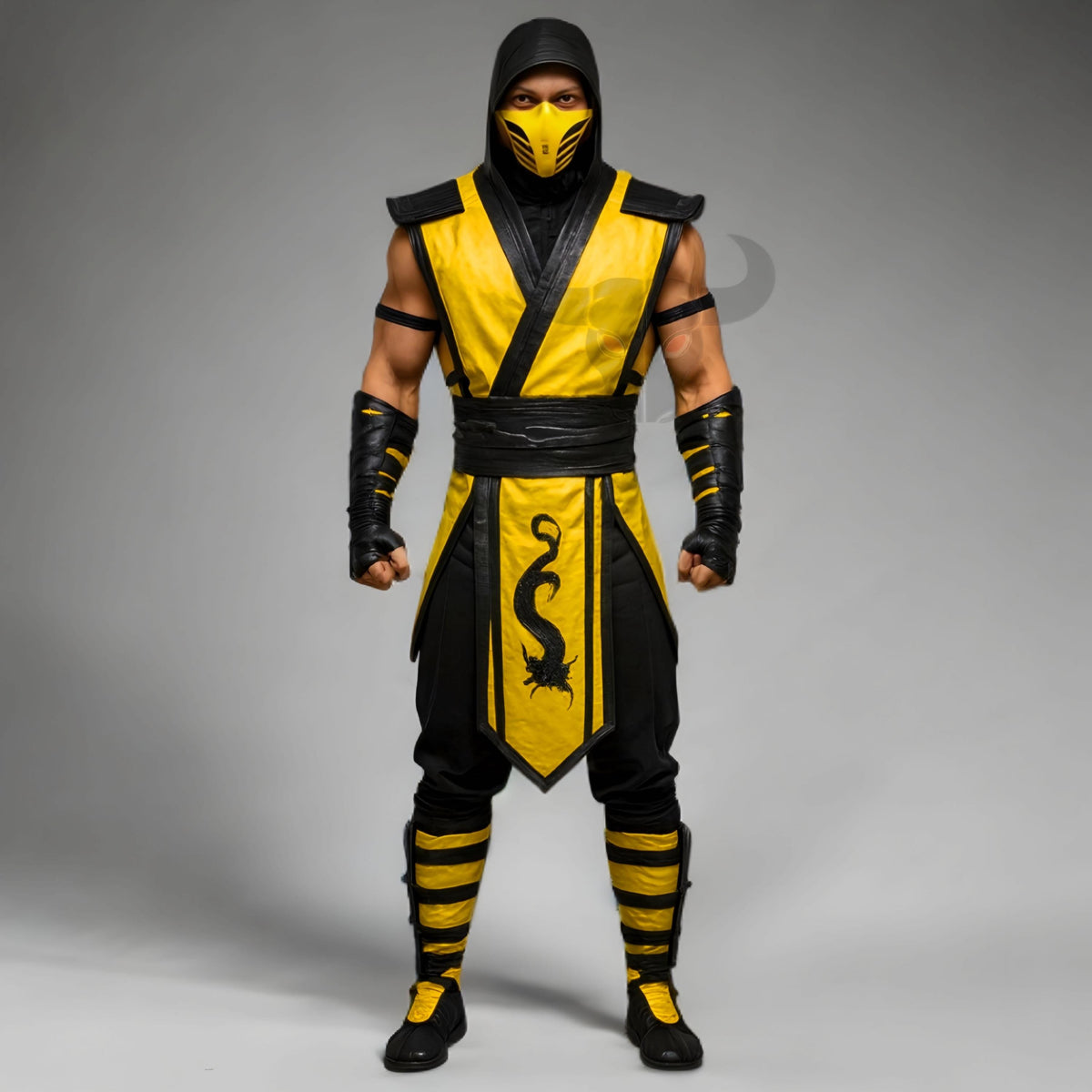 Yellow Ninja Warrior Costume, Hooded Mask Outfit for Cosplay | Martial Arts Fans Events