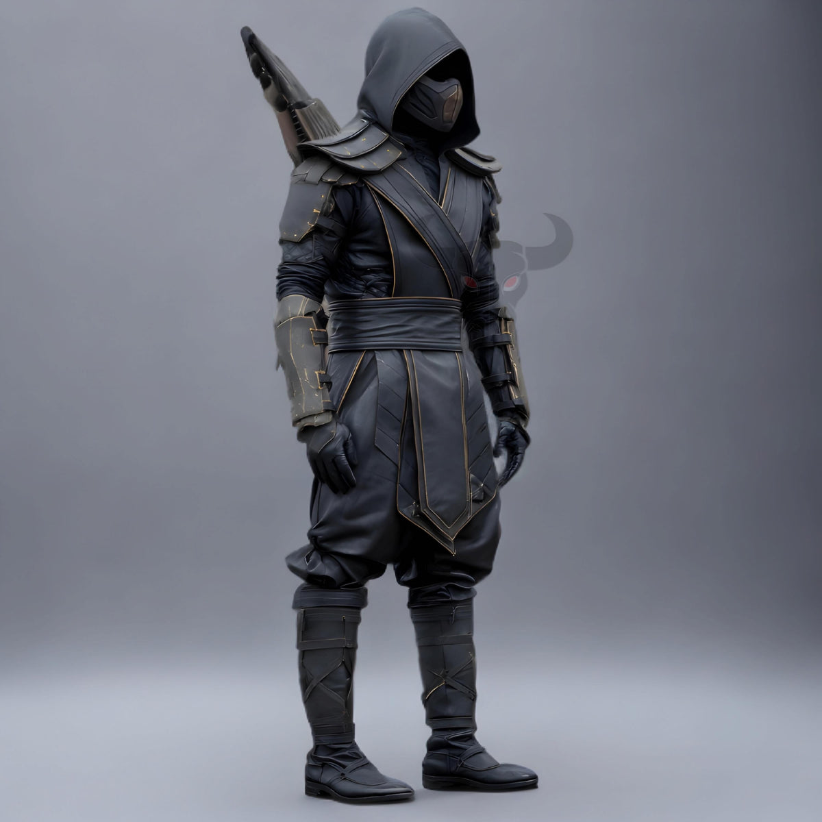 Black Hooded Assassin Leather Armor Costume Handmade Fantasy LARP Cosplay Outfit for Men Warrior