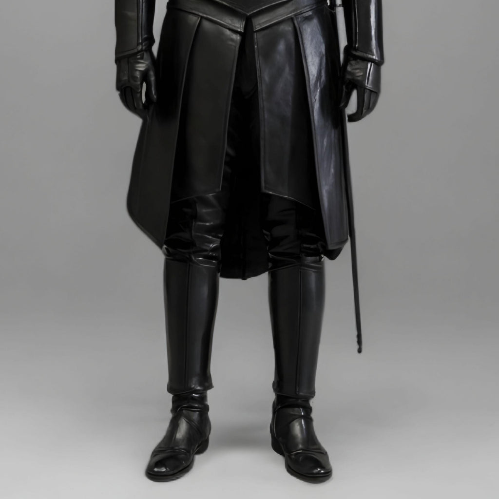 Men's Dark Knight Hooded Leather Armor Outfit for Cosplay, Costume, Medieval Fantasy