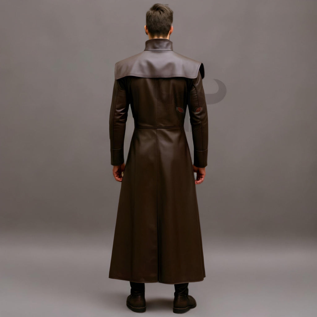 Men's Medieval Leather Long Coat Costume for Cosplay Fantasy LARP Halloween Ren Faire Knight