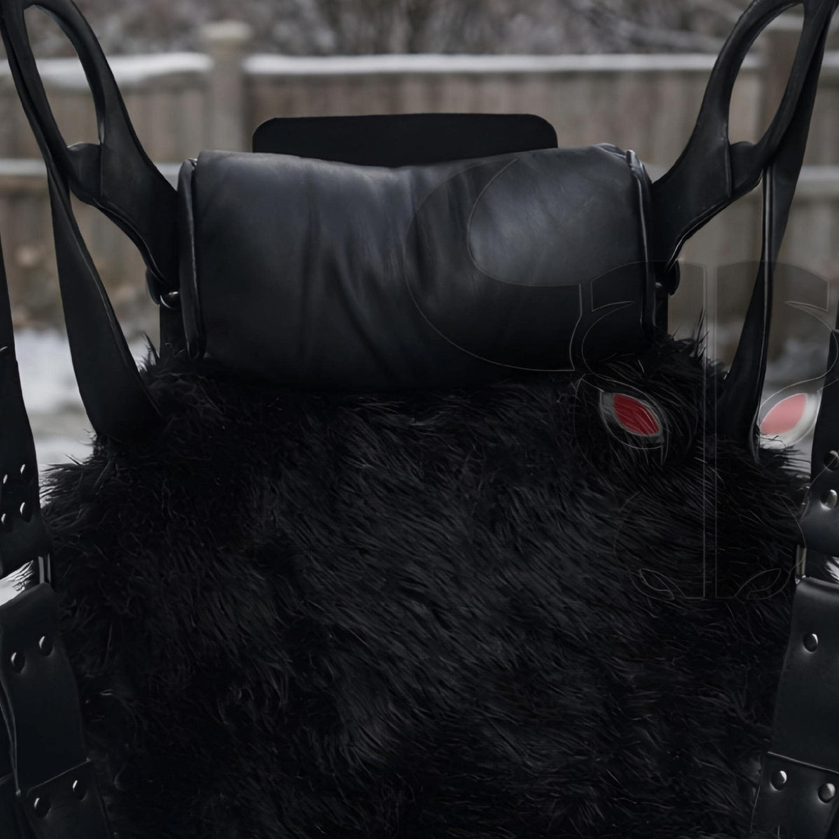 Luxury Black Leather Swing with Fur Seat | Modern Indoor/Outdoor Swing Chair for Adults