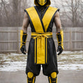Yellow Black Ninja Warrior Costume Leather Outfit Masked Fighter Halloween Cosplay Armor Set Adult