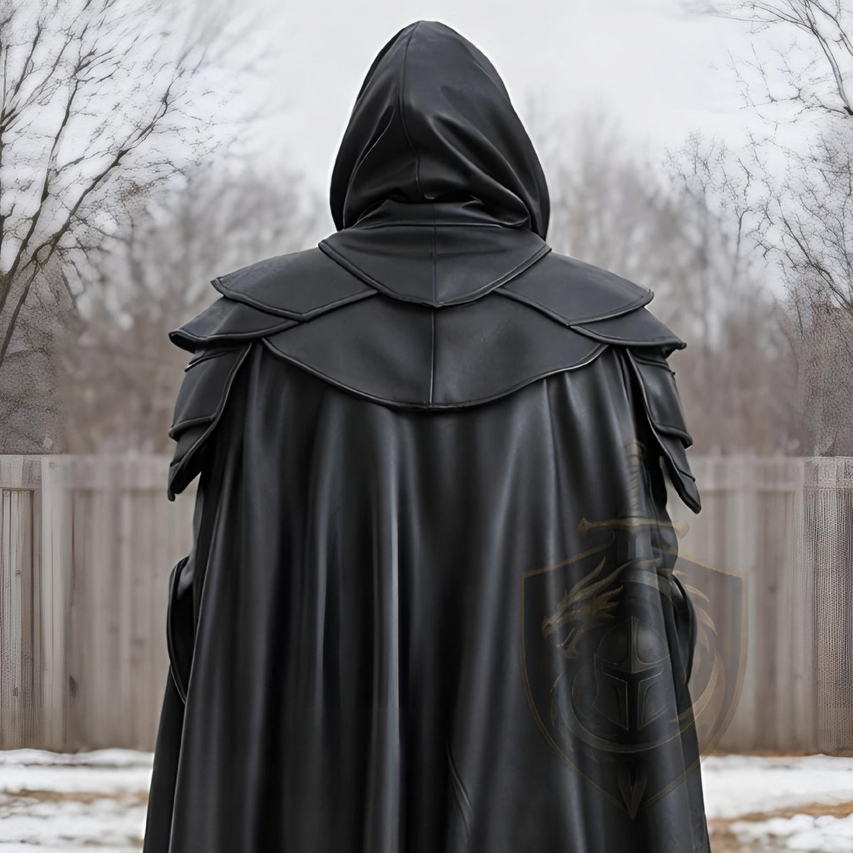 Black Hooded Leather Armor Medieval Dark Knight Cosplay LARP Warrior Costume Handmade Gothic Unisex