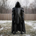 Black Hooded Leather Armor Medieval Dark Knight Cosplay LARP Warrior Costume Handmade Gothic Unisex