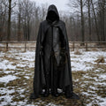 Black Hooded Leather Cloak Medieval Assassin Armor Gothic LARP Cosplay Costume Handmade Dark Warrior