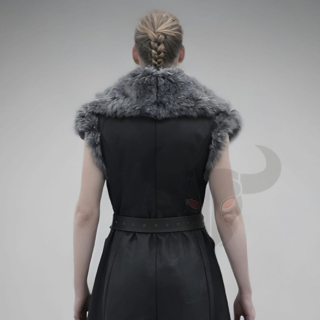 Handcrafted Genuine Leather Viking Fur Vest Medieval Warrior Costume LARP Cosplay Long Coat Unisex