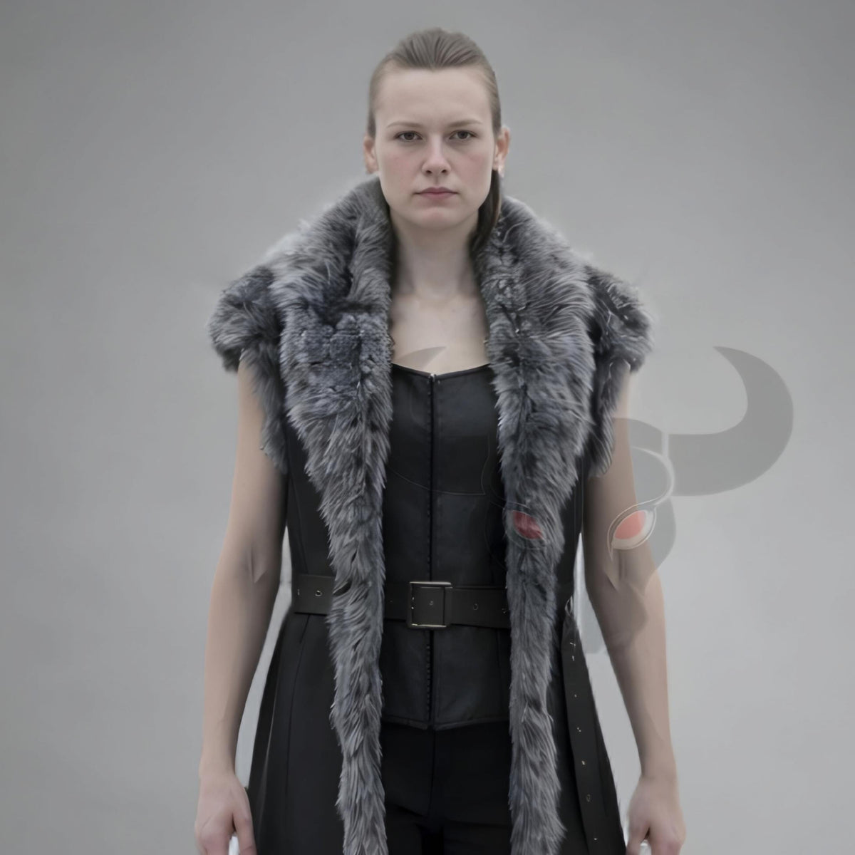 Handcrafted Genuine Leather Viking Fur Vest Medieval Warrior Costume LARP Cosplay Long Coat Unisex