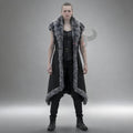 Handcrafted Genuine Leather Viking Fur Vest Medieval Warrior Costume LARP Cosplay Long Coat Unisex