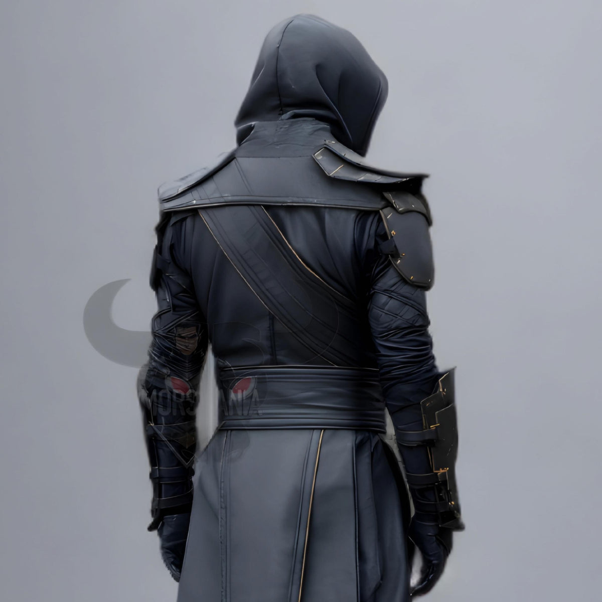 Black Hooded Assassin Leather Armor Costume Handmade Fantasy LARP Cosplay Outfit for Men Warrior
