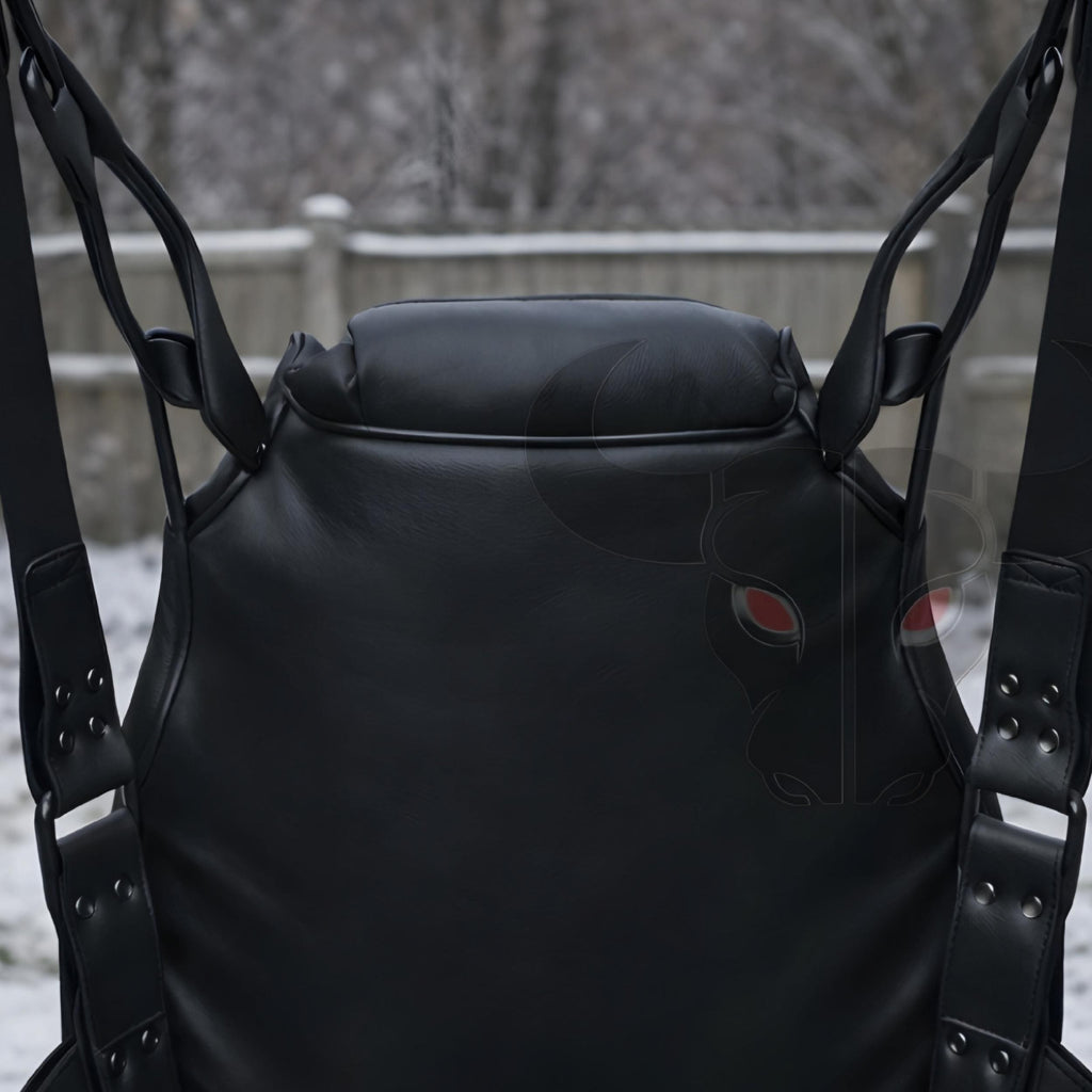 Luxury Black Leather Swing with Fur Seat | Modern Indoor/Outdoor Swing Chair for Adults