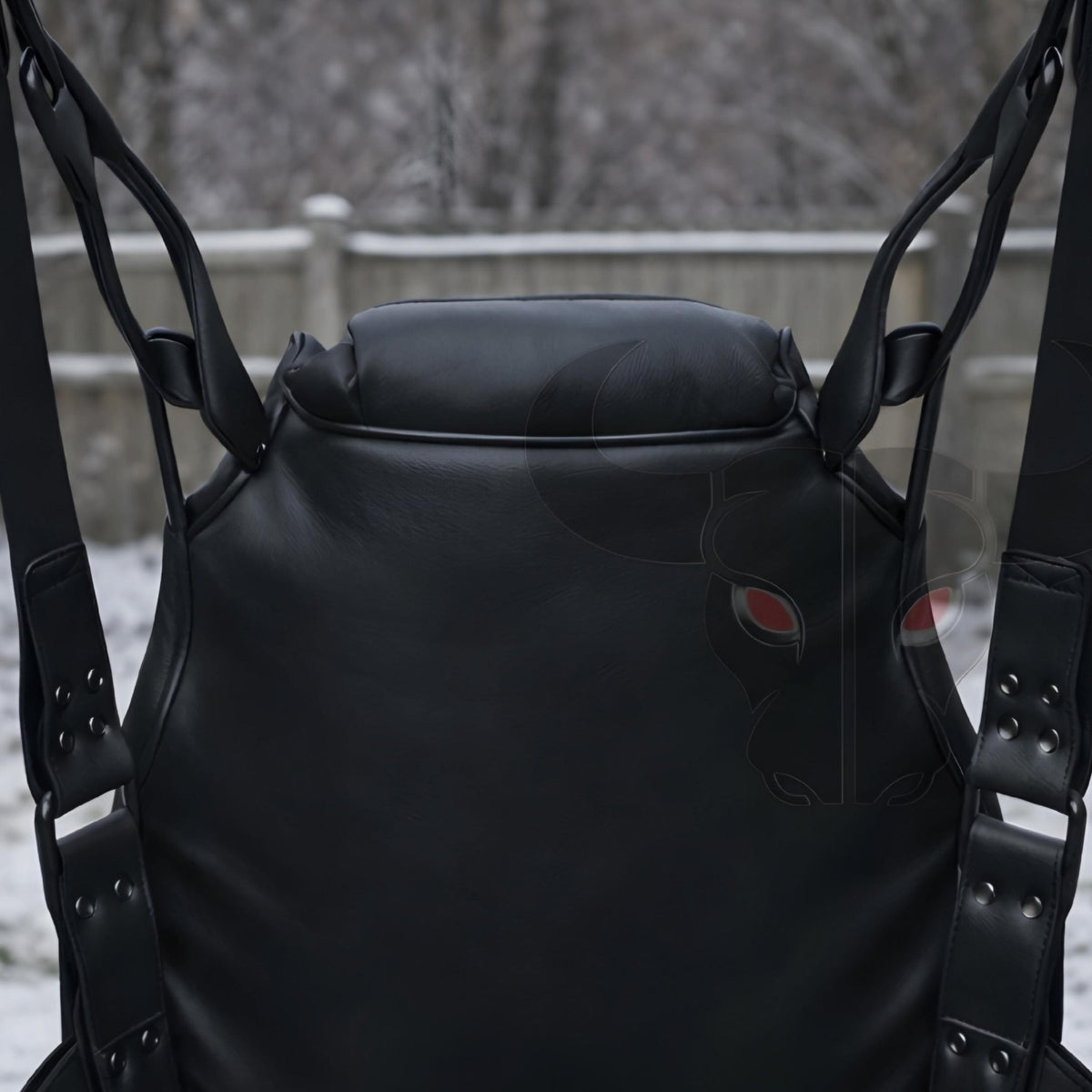 Luxury Black Leather Swing with Fur Seat | Modern Indoor/Outdoor Swing Chair for Adults