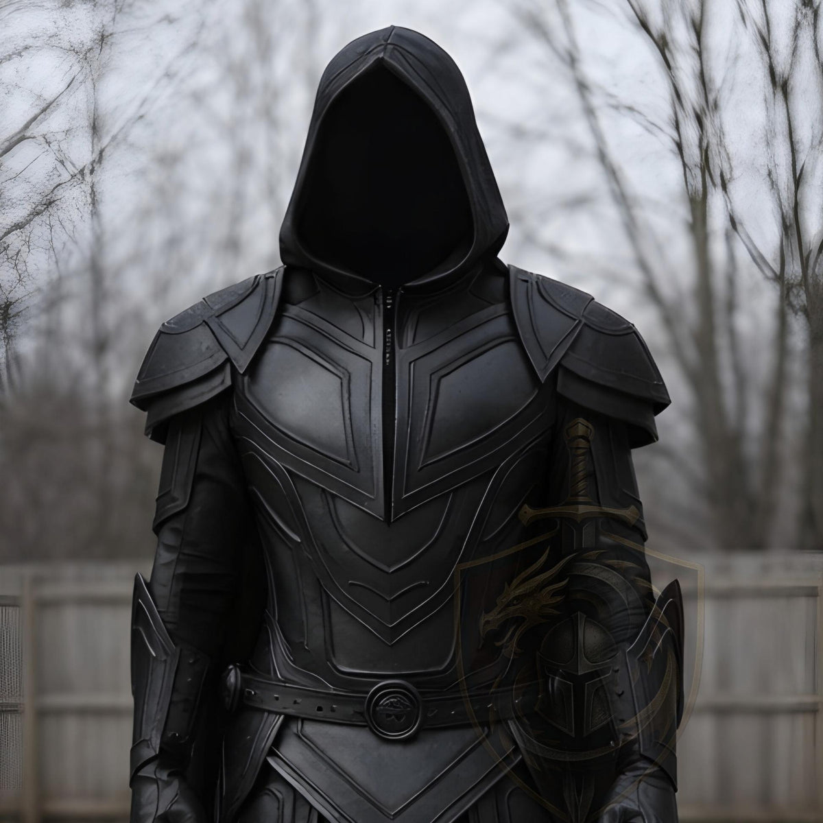Black Hooded Medieval Warrior Armor Costume Gothic LARP Knight Cosplay Outfit Handmade Leather Set