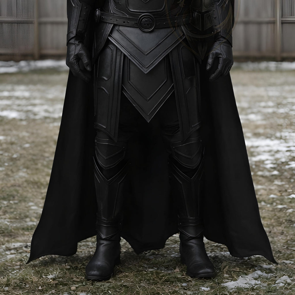 Black Hooded Medieval Warrior Armor Costume Gothic LARP Knight Cosplay Outfit Handmade Leather Set