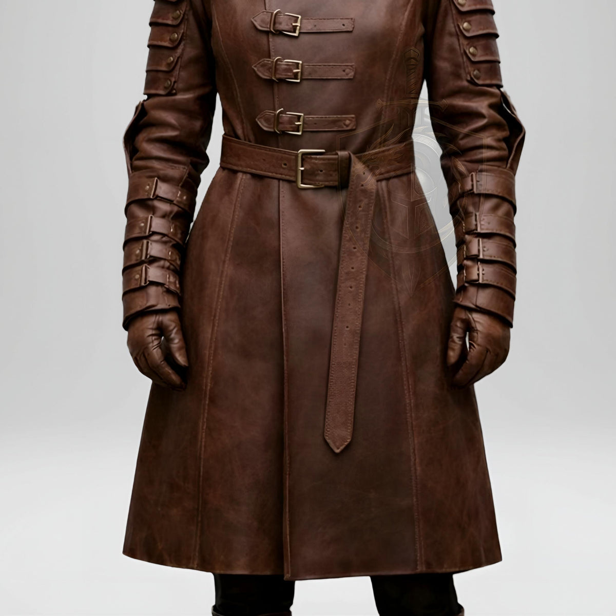 HandCrafted Medieval Coat Women’s Brown Leather Hooded Fantasy Warrior LARP Gothic Armor Outfit
