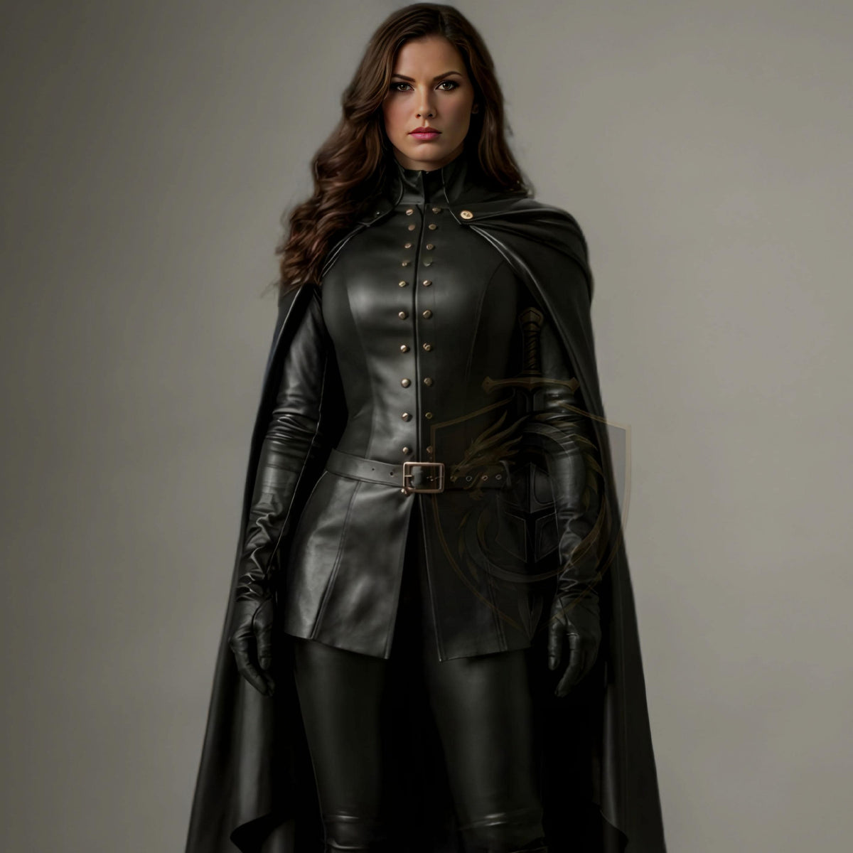 Handcrafted Black Leather Female Warrior Armor Medieval Fantasy LARP Cosplay Costume Outfit Women Knight