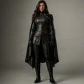 Handcrafted Black Leather Female Warrior Armor Medieval Fantasy LARP Cosplay Costume Outfit Women Knight