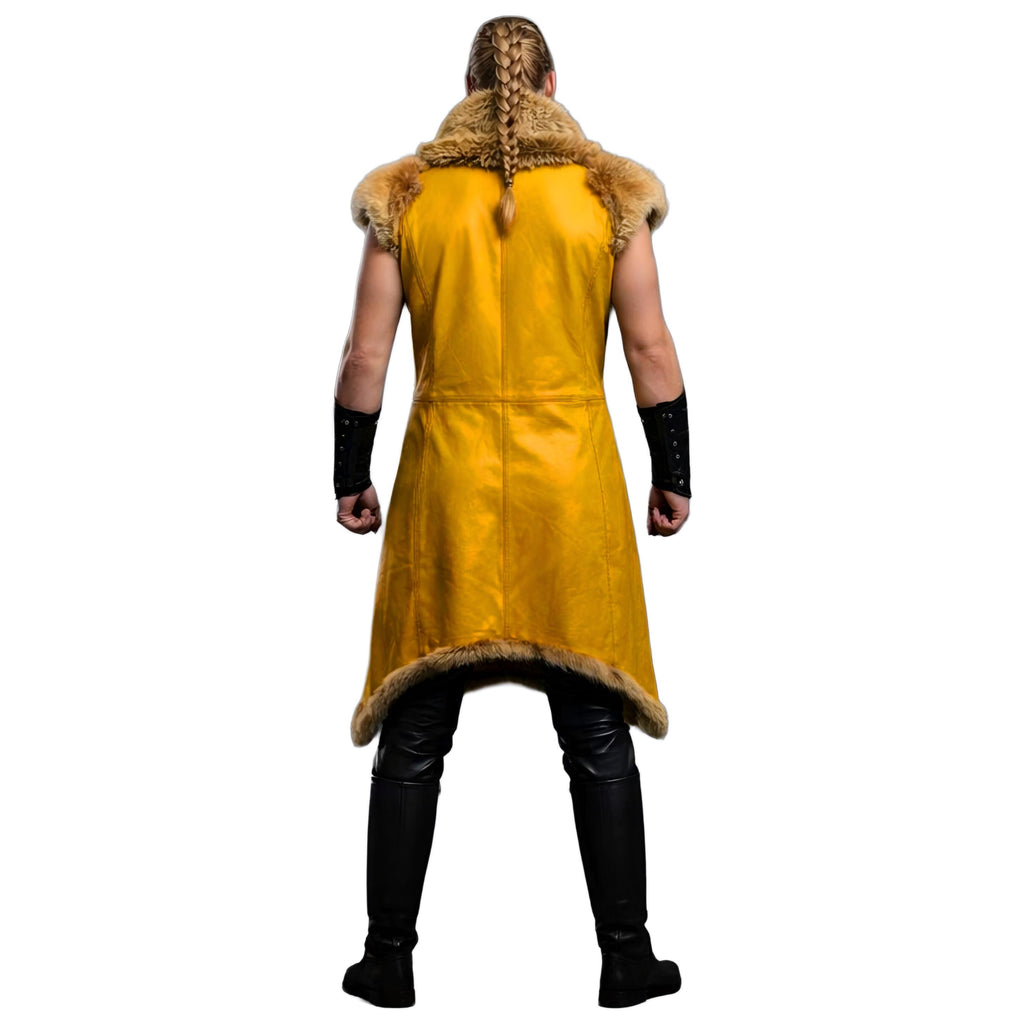Handcrafted Viking Shieldmaiden Fur Leather Coat Norse Warrior Costume Womens Medieval Outfit Armor LARP
