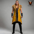 Handcrafted Viking Shieldmaiden Fur Leather Coat Norse Warrior Costume Womens Medieval Outfit Armor LARP