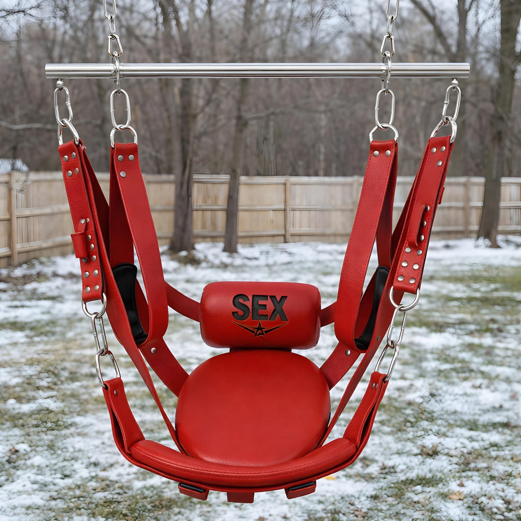 Leather Suspension Swing Adjustable Hanging Chair Adult Couples Discreet Heavy Duty