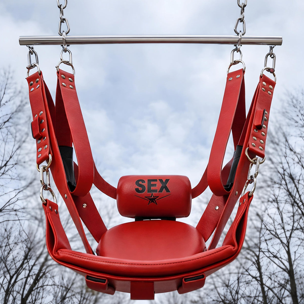 Leather Suspension Swing Adjustable Hanging Chair Adult Couples Discreet Heavy Duty