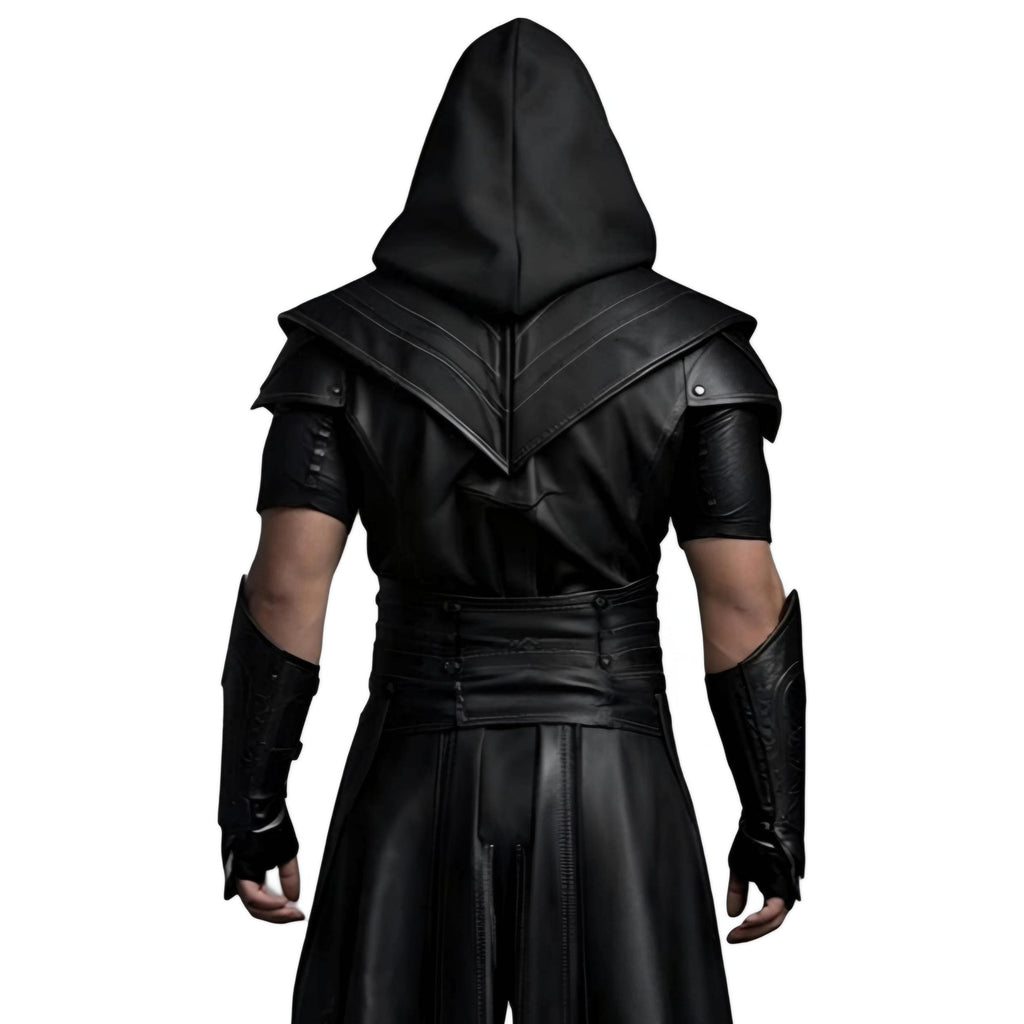 Handcrafted Dark Assassin Hooded Leather Armor Costume Medieval Warrior LARP Cosplay Outfit Men Fantasy
