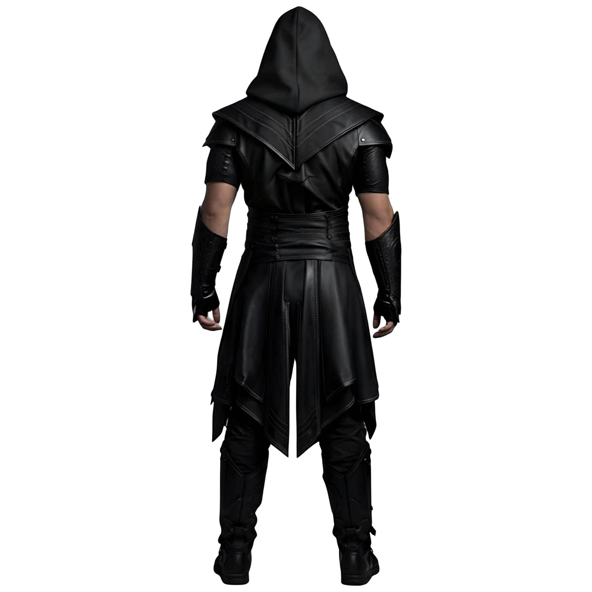 Handcrafted Dark Assassin Hooded Leather Armor Costume Medieval Warrior LARP Cosplay Outfit Men Fantasy