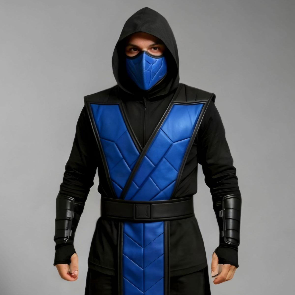 Handcrafted Frost Ninja Leather Armor Costume Hooded Masked Warrior Cosplay Outfit Halloween LARP Suit