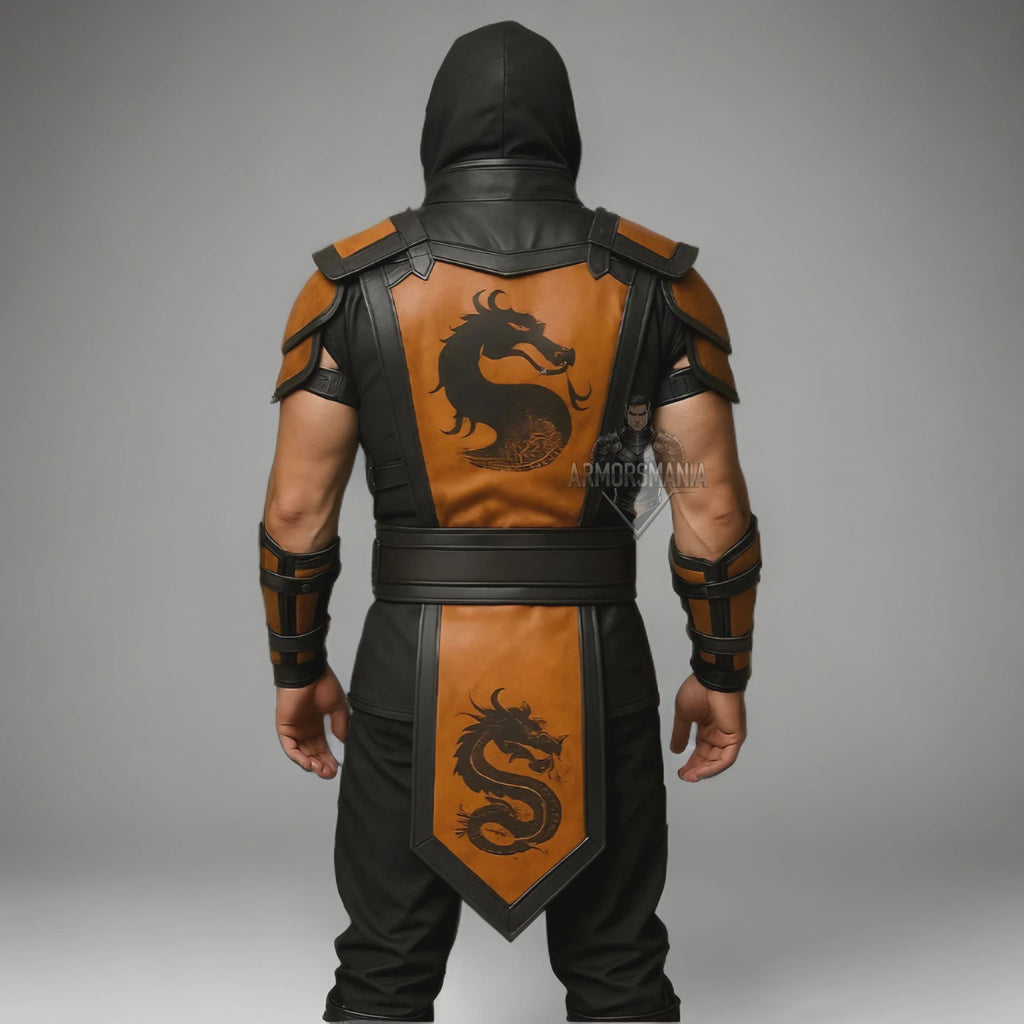 Handcrafted Dragon Ninja Leather Armor Costume Hooded Masked Warrior Cosplay Outfit Halloween LARP Gear