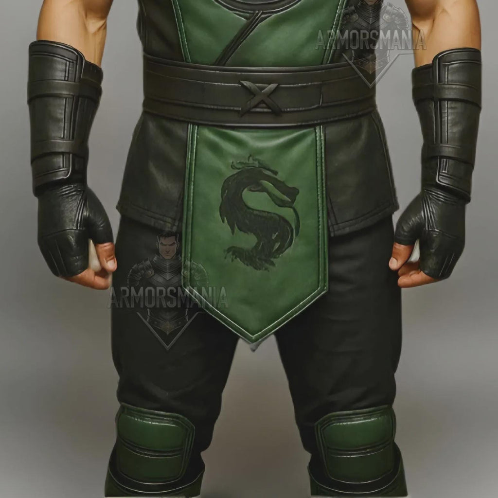Handcrafted Green Dragon Ninja Leather Armor Costume Hooded LARP Cosplay Warrior Outfit Custom Fit