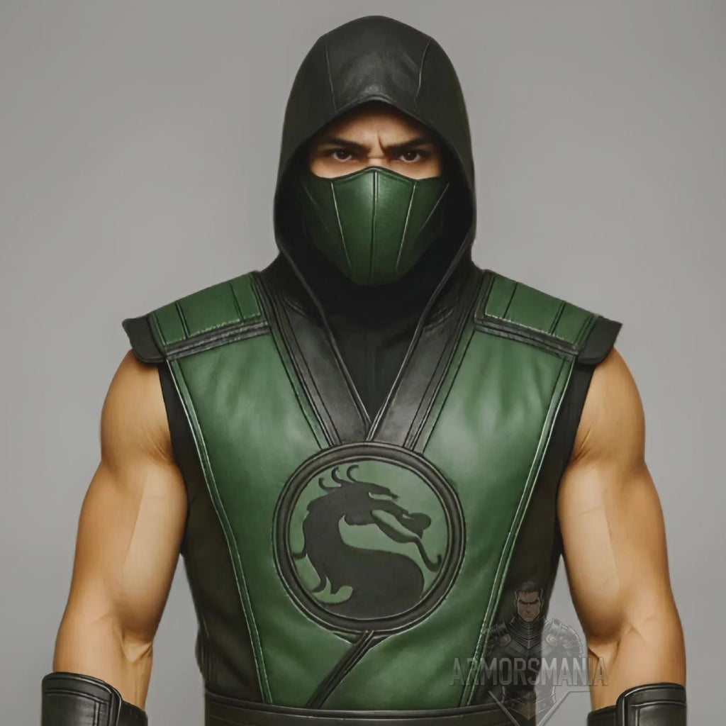 Handcrafted Green Dragon Ninja Leather Armor Costume Hooded LARP Cosplay Warrior Outfit Custom Fit
