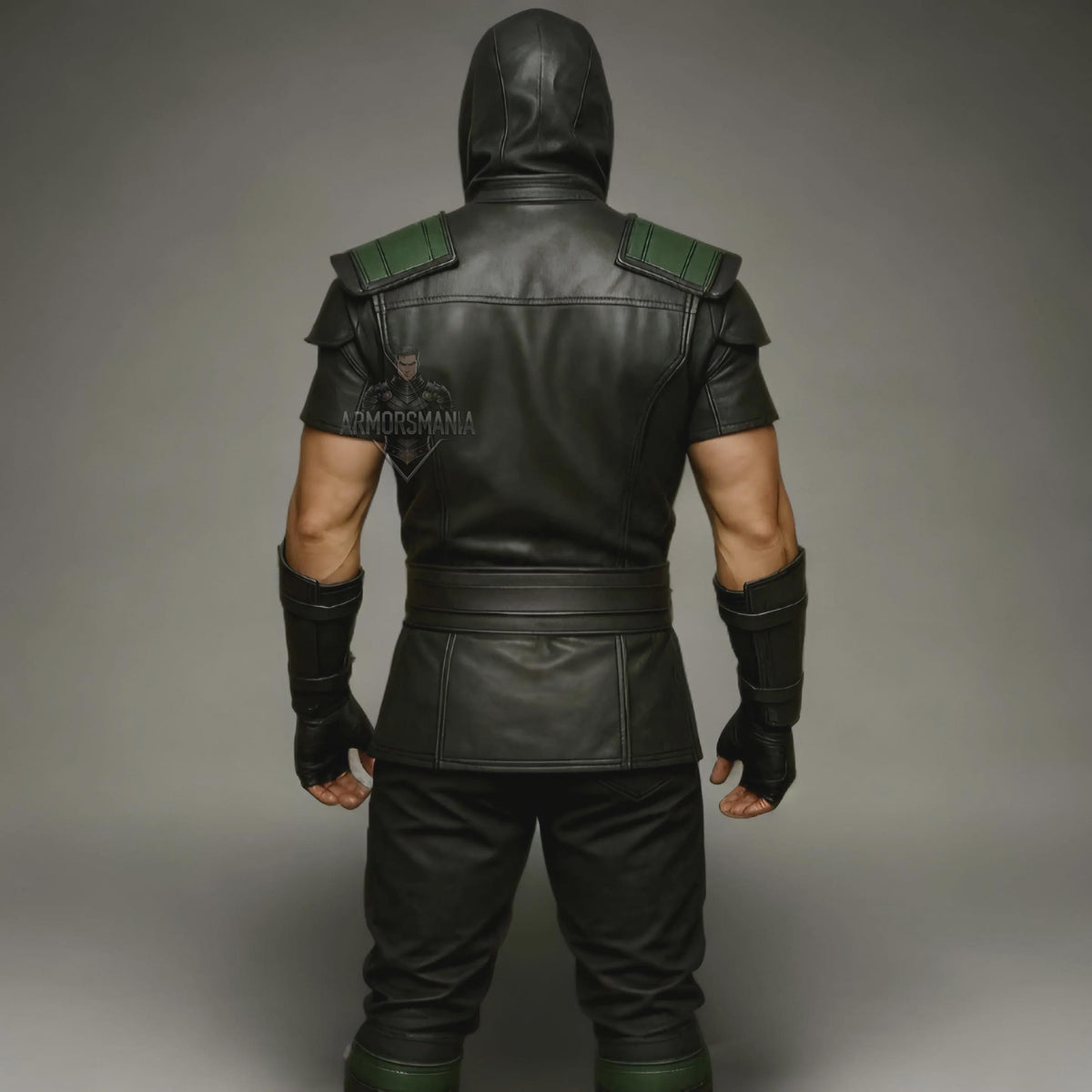 Handcrafted Green Dragon Ninja Leather Armor Costume Hooded LARP Cosplay Warrior Outfit Custom Fit