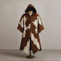 Handcrafted Western Cowhide Hooded Cloak Poncho Medieval Viking LARP Costume Festival Cosplay Cape Outfit