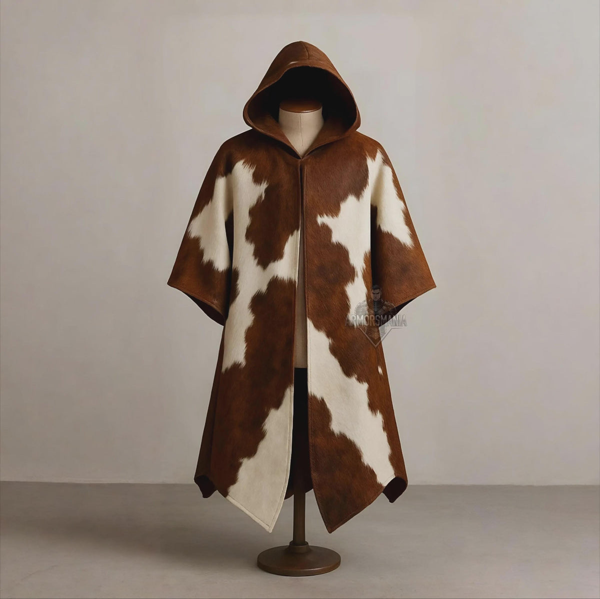 Handcrafted Western Cowhide Hooded Cloak Poncho Medieval Viking LARP Costume Festival Cosplay Cape Outfit