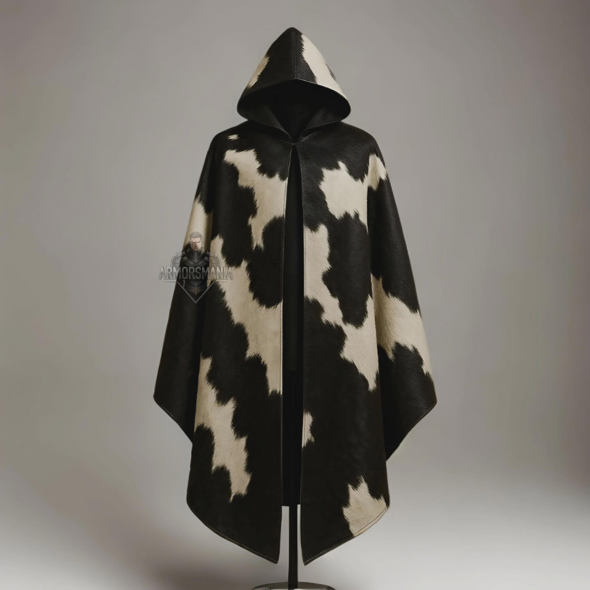 Handcrafted Cowhide Hooded Cloak Leather Cape Medieval Viking LARP Cosplay Mantle Custom Fit Unisex