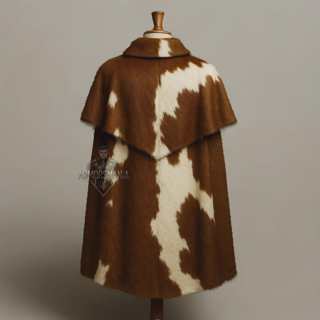 Handcrafted Viking Cowhide Leather Cape Medieval Warrior Cloak Nordic LARP Costume Cosplay Outfit