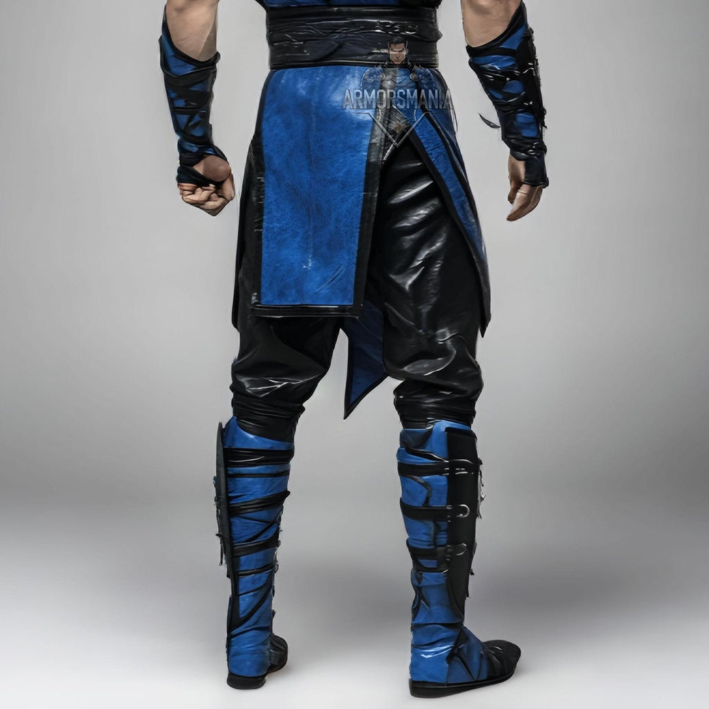 Handcrafted Frost Dragon Themed Blue Black Ninja Cosplay Costume Hooded Armor Outfit Custom Set