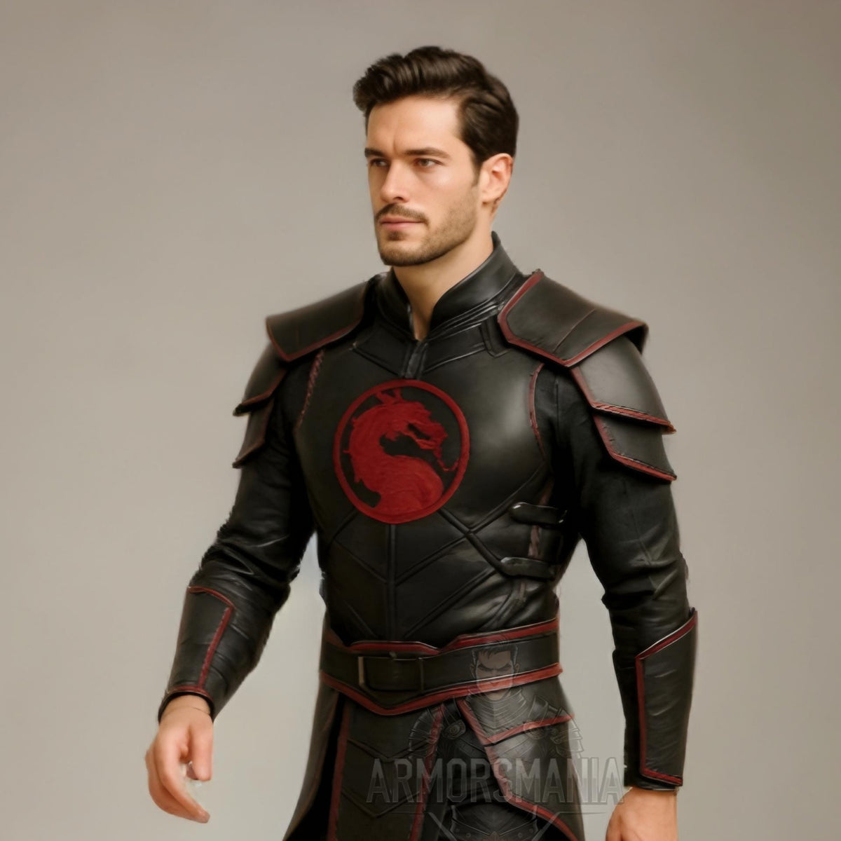 Handcrafted Dragon Emblem Dark Warrior Leather Armor Costume, Fantasy Combat Cosplay Outfit Men LARP