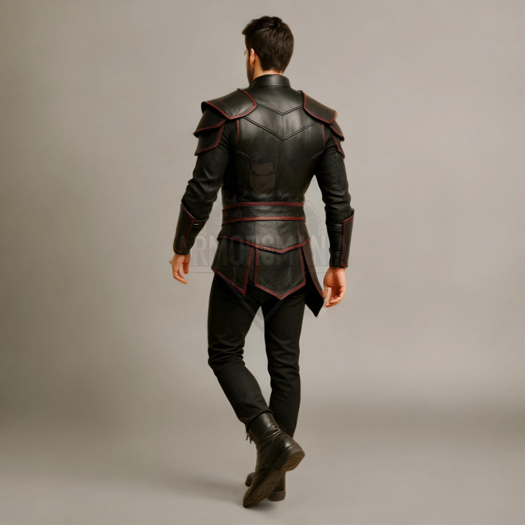 Handcrafted Dragon Emblem Dark Warrior Leather Armor Costume, Fantasy Combat Cosplay Outfit Men LARP