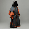 Handcrafted Shadow Cleric Hooded Leather Cloak Robe, Medieval Fantasy Monk LARP Cosplay Costume Outfit