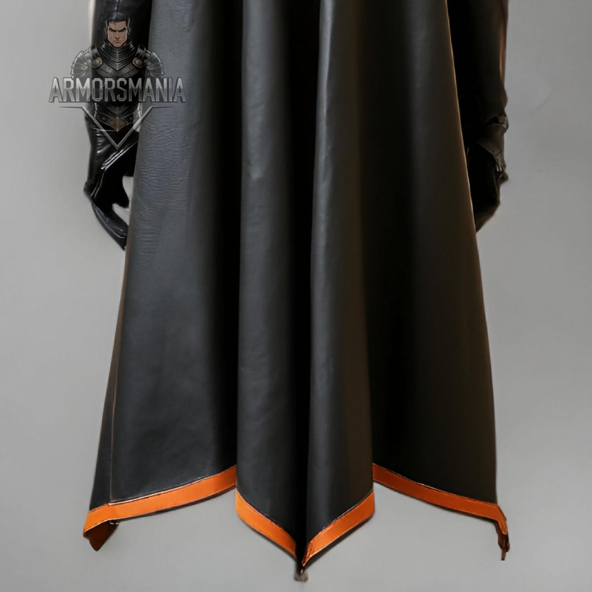 Handcrafted Arcane Warlock Black Orange Leather Armor Coat, Fantasy Mage LARP Cosplay Costume Outfit