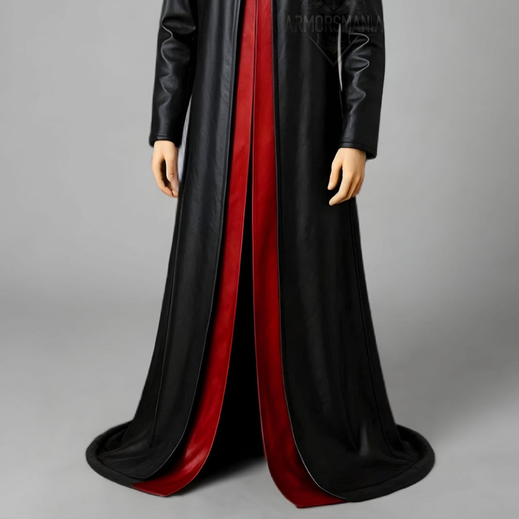 Handcrafted Vampire Gothic Hooded Leather Cloak, Medieval Cosplay Costume, Halloween Fantasy Robe Unisex Custom