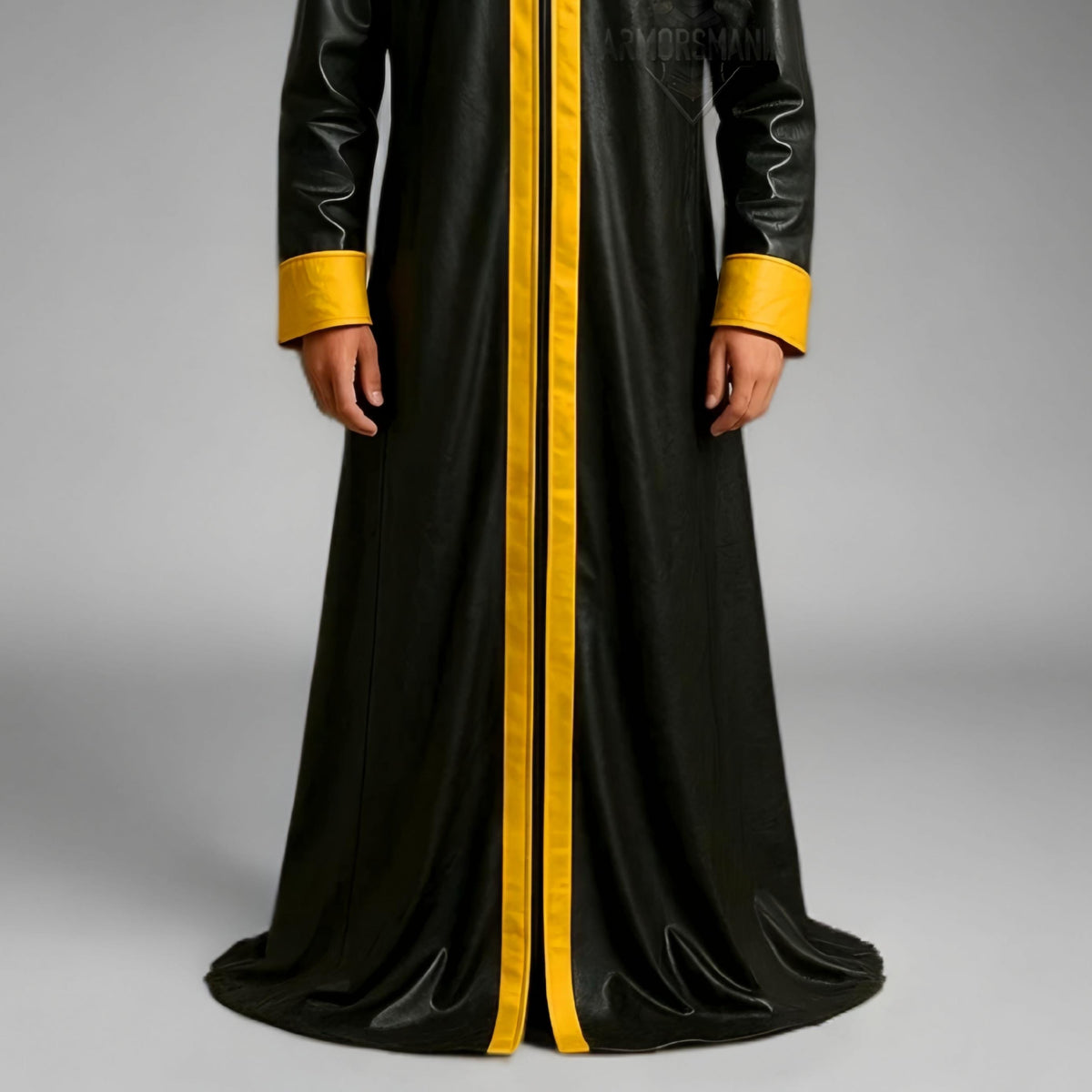 Handcrafted Arcane Mage Hooded Leather Cloak, Fantasy Wizard Cosplay Robe, Medieval Halloween Costume Unisex