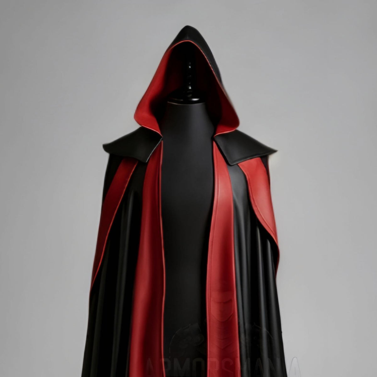 Handcrafted Royal Vampire Hooded Leather Cloak, Gothic Halloween Cosplay Cape, Medieval Fantasy Costume Unisex